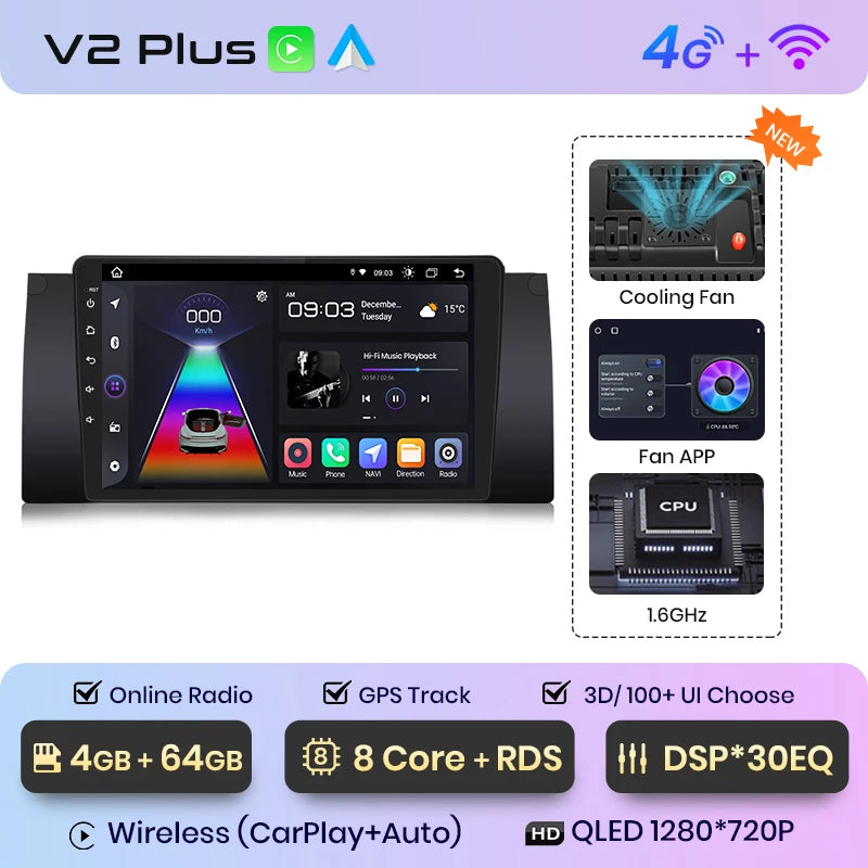 Junsun V1 Plus AI Voice Android Auto Radio For BMW E53 Carplay 4G Car Multimedia GPS 2din autoradio