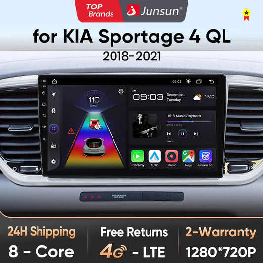 Junsun V1pro AI Voice Car Radio Android Auto Multimedia Player For Kia Sportage 4 QL 2018-2021 Carplay 4G DSP 2din GPS autoradio