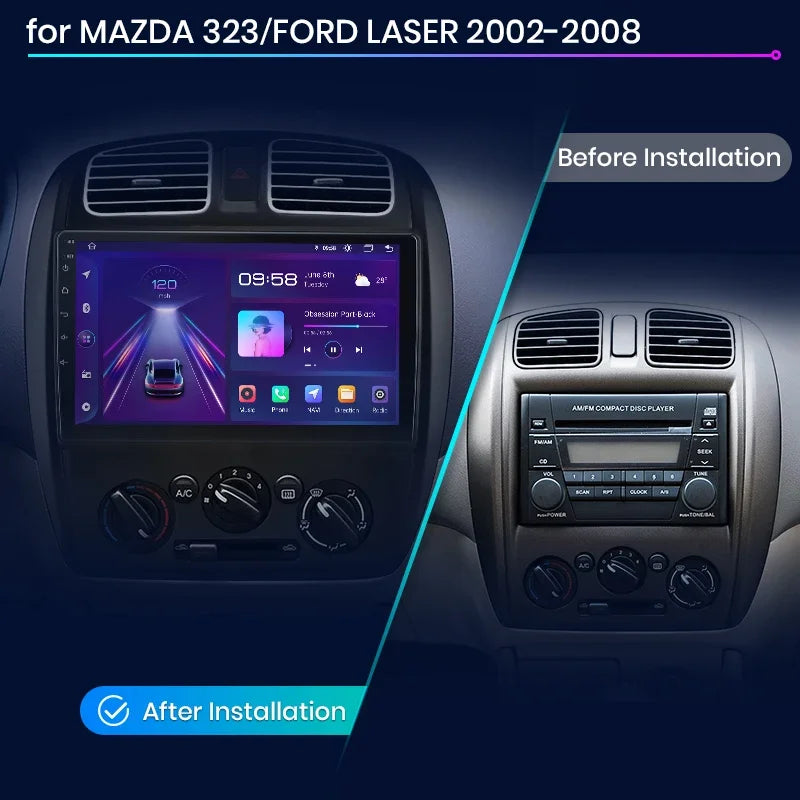 Junsun Wireless CarPlay Android Auto Radio For MAZDA 323 HAIMA FREEMA FORD LASER 2002-2008 Car Intelligent Systems RDS BT WiFi