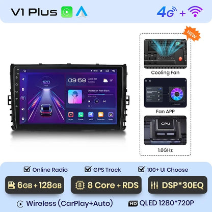 Junsun Wireless CarPlay Android Auto Radio For Volkswagen VW MQB POLO VI Jetta MK7 T6 Bora 2018 2019 2020 2021 4G 2 din RDS BT