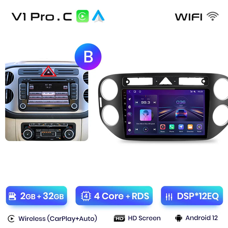 Junsun V1pro AI Voice 2 din Android Auto Radio For VW Volkswagen Tiguan 1 NF 2006-2016 Carplay Car Multimedia GPS 2din autoradio