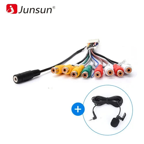 Junsun Car Stereo Radio RCA Output Wire Aux-in Adapter Cable with MIC Car Accessories