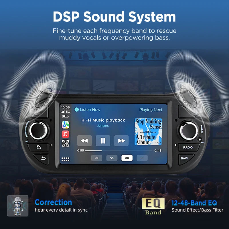 Junsun Wireless CarPlay Car Radio for Fiat Fiorino 2008 2009 2010-2017 Android Multimedia