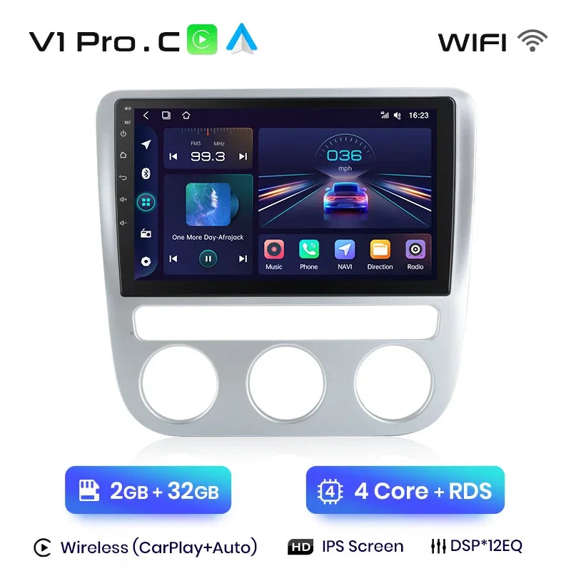 Junsun Wireless CarPlay Android Auto Radio For VOLKSWAGEN SCIROCCO 2009 2010-2014 Car Intelligent Systems RDS BT WiFi 2 din