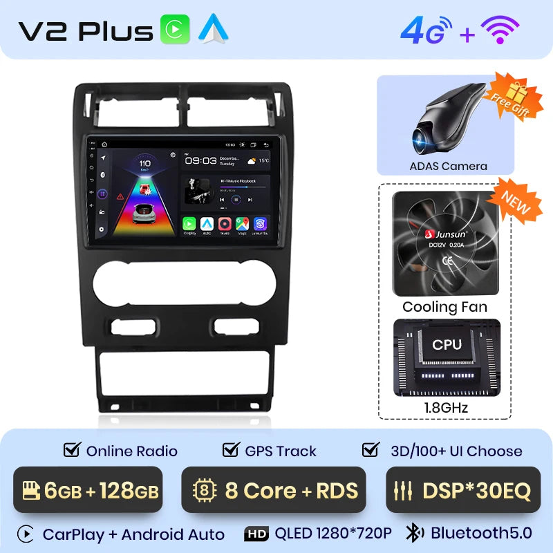 Junsun V1 Plus Car Radio For Ford Mondeo 3 2004 - 2007 wireless CarPlay Android Auto car intelligent systems No 2 din 2din DVD