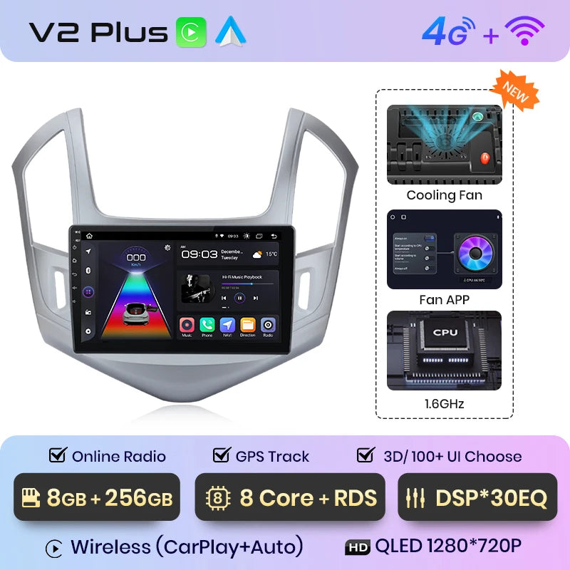 Junsun V1 AI Voice Wireless CarPlay Android Auto Radio For Chevrolet Cruze 2012-2015 4G Car Multimedia GPS 2din autoradio