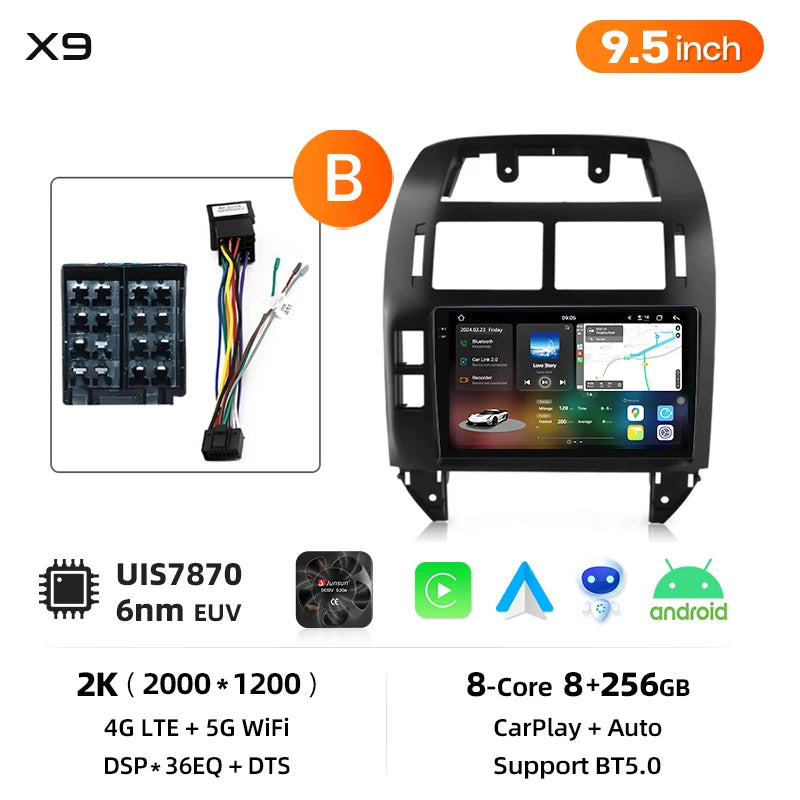 Junsun Wireless CarPlay Car Radio For Volkswagen Polo Mk4 IV 2001-2009 Android Multimedia