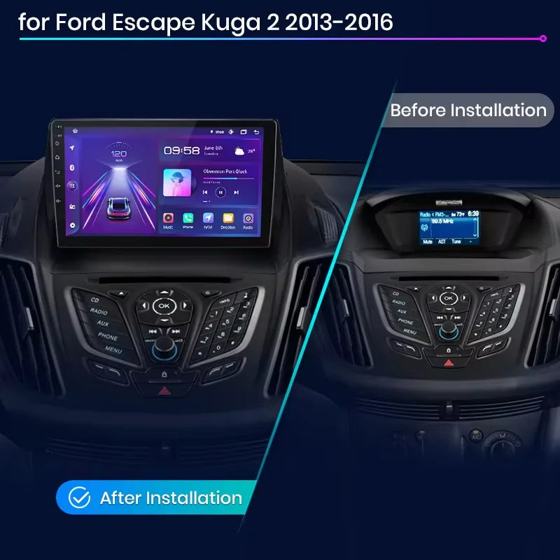 Junsun V1 pro 2 din Android Auto Radio For Ford Escape Kuga 2 C-MAX 2013-2016 Carplay 4G Car Multimedia GPS 2din autoradio