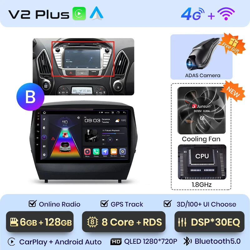 Junsun Car Radio For Hyundai Tucson 2 ix35 2009 - 2015 wireless CarPlay Android Auto car intelligent systems No 2 din 2din DVD