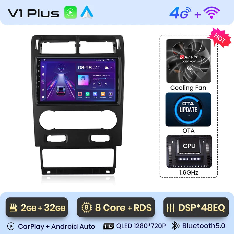 Junsun V1 Plus Car Radio For Ford Mondeo 3 2004 - 2007 wireless CarPlay Android Auto car intelligent systems No 2 din 2din DVD