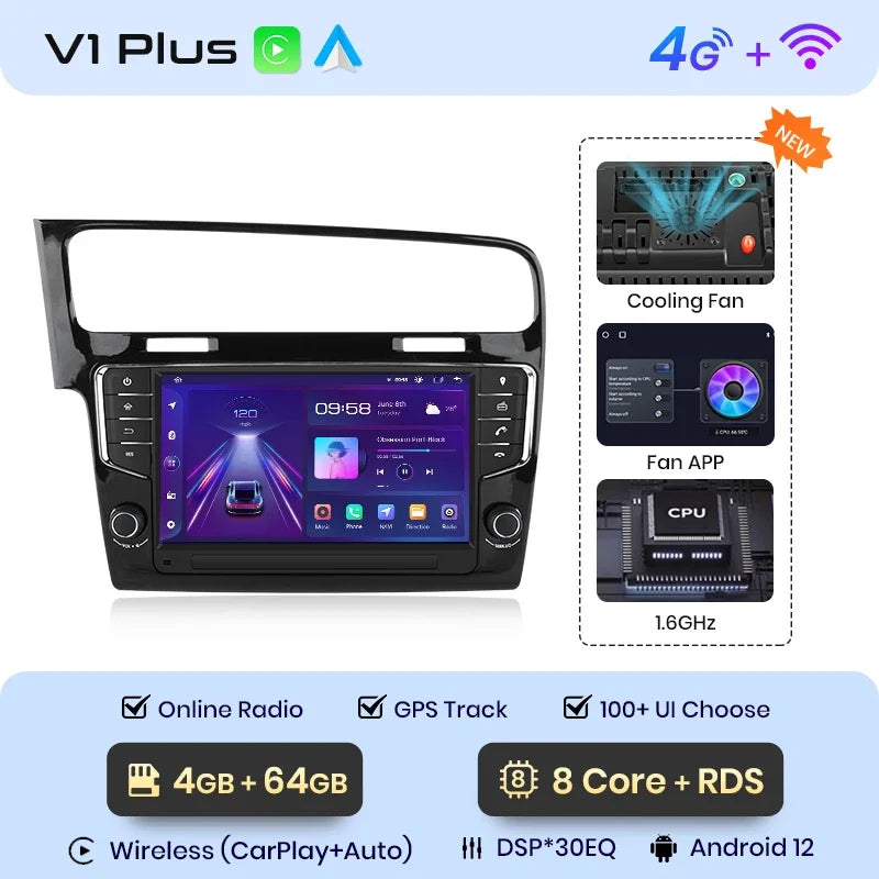 Junsun 9 inch Wireless CarPlay Android Auto Radio for Volkswagen VW Golf 7 2013-2017 Car Multimedia GPS autoradio