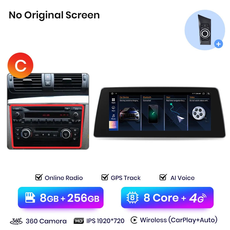 Junsun V1 AI Voice Wireless CarPlay Android Auto Radio For BMW 1-Series 1 Series E87 E81 E82 E88 2004-2011 4G Car Multimedia GPS