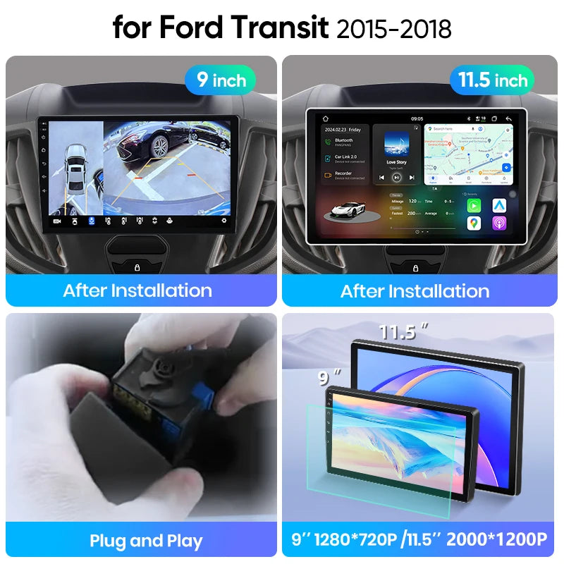 Junsun Wireless CarPlay Car Radio For Ford Transit 2015 2016 2017 2018 Android Multimedia