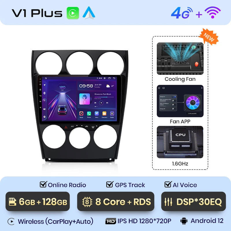 Junsun V1pro AI Voice Android Auto Radio for Mazda 6 2004-2015 Carplay 4G Car Multimedia GPS 2din autoradio