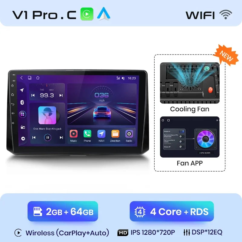 Junsun Wireless CarPlay Android Auto Radio For Toyota Corolla 2018 - 2021 Car Intelligent Systems RDS BT WiFi 2 din