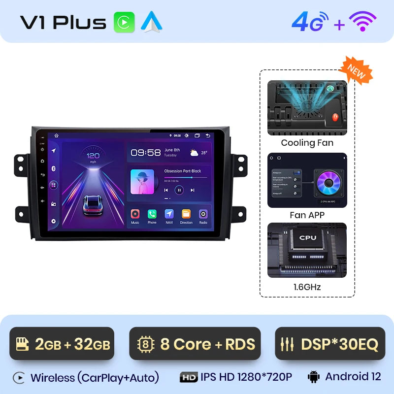 Junsun V1pro Android Auto Radio For Suzuki SX4 2006-2013 For Fiat Sedici 2005-2014 Carplay 4G Car Multimedia GPS 2din autoradio