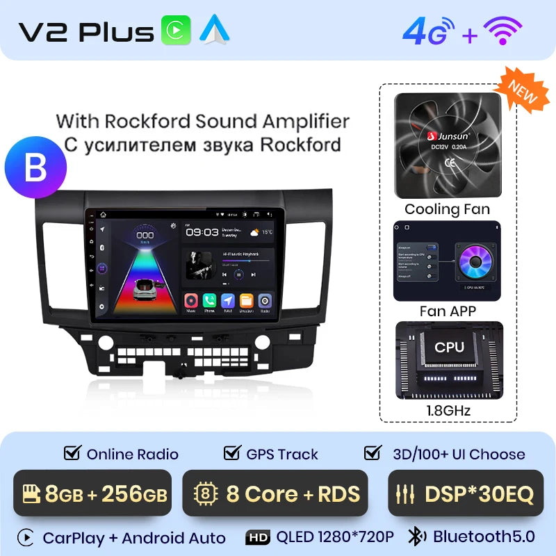 Junsun Car Radio For Mitsubishi Lancer 2007 - 2013 wireless CarPlay Android Auto car intelligent systems No 2 din 2din DVD
