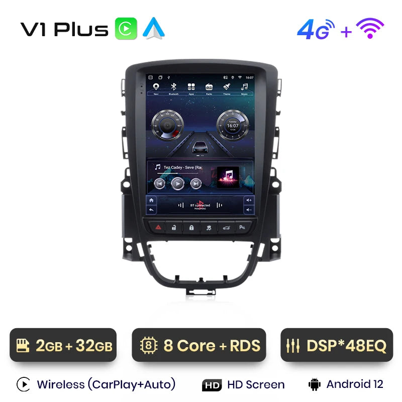 Junsun Tesla Style Android Auto Wireless Carplay Car Radio Multimedia For Opel Astra J Vauxhall Buick Verano 2009-2013 no 2din