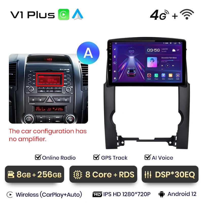 Junsun V1pro AI Voice 2 din Android Auto Radio For Kia Sorento 2 XM 2009 - 2012 Carplay Car Multimedia GPS 2din autoradio