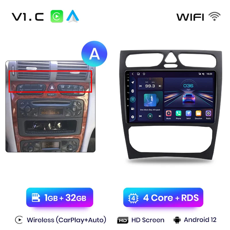 Junsun CarPlay Android Auto Car Radio for Mercedes Benz C Class CLK Class W203 W209 S203 A209 2000-2005 Intelligent Systems Auto