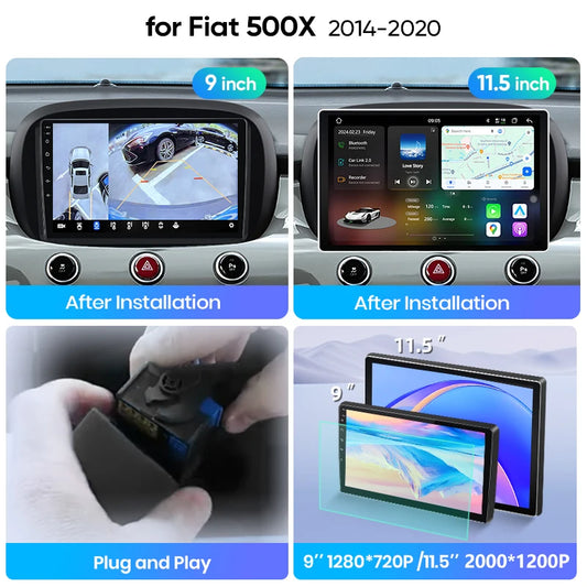Junsun Android Auto Car Radio For Fiat 500X 2014 2015 2016 2017-2020 Multimedia Wireless CarPlay SWC GPS Navi RDS DSP FM