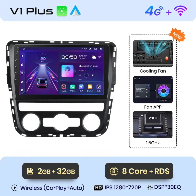 Junsun Wireless CarPlay Android Auto Radio For VOLKSWAGEN PASSAT 2012 2013 2014 2015 Car Intelligent Systems RDS BT WiFi 2 din