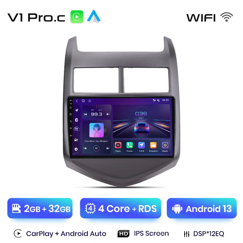 Junsun V1 Plus Car Radio For Chevrolet Aveo 2 Sonic T300 2011 - 2015 wireless CarPlay Android Auto No 2 din 2din DVD