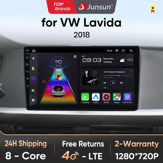 Junsun Wireless CarPlay Android Auto Radio For VOLKSWAGEN LAVIDA PLU 2018 Car Intelligent Systems RDS BT WiFi 2 din