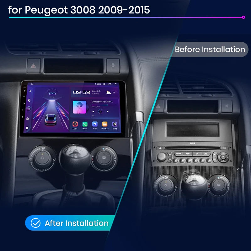 Junsun V1 Plus Car Radio For Peugeot 3008 2009 - 2015 wireless CarPlay Android Auto car intelligent systems No 2 din 2din DVD