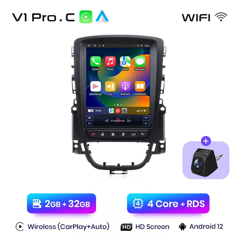 Junsun Tesla Style Android Auto Wireless Carplay Car Radio Multimedia For Opel Astra J Vauxhall Buick Verano 2009-2013 no 2din