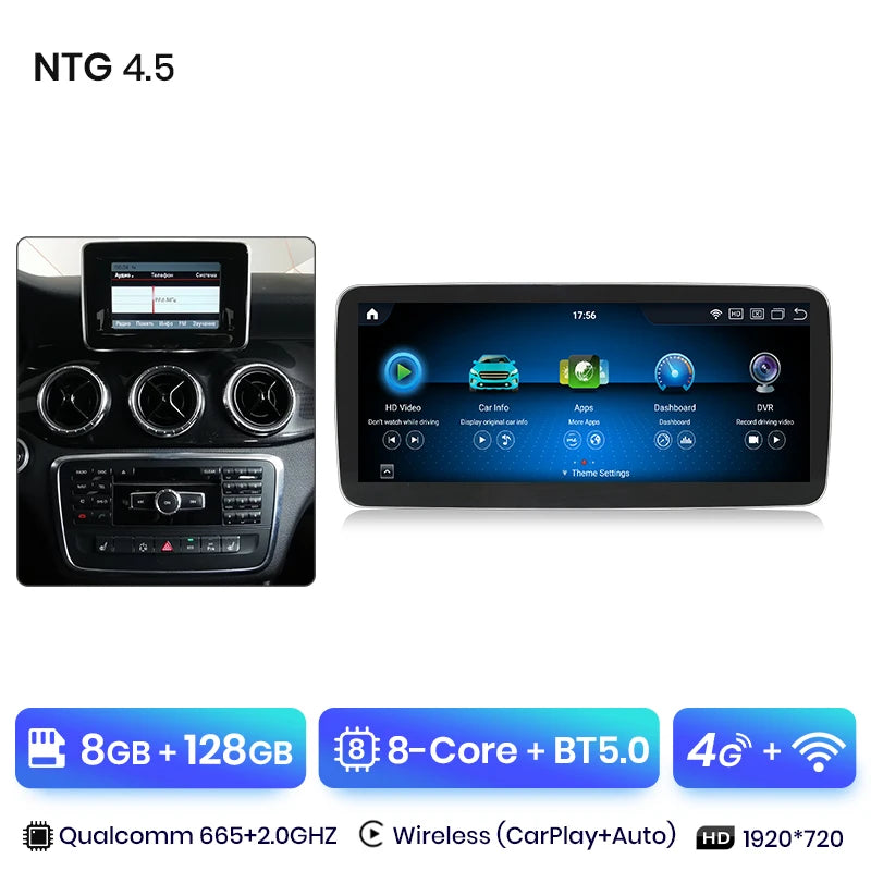Junsun Car Radio Multimedia For Mercedes Benz A Class W176 GLA CLA X156 C117 NTG 4.5 5.0 Wireless CarPlay Android Auto 4G WiFi