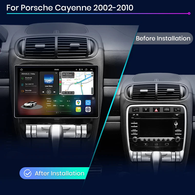 Junsun V3 Plus 2K Android 13 Wireless CarPlay Android Auto Car Intelligent Systems for Porsche Cayenne 1 9PA 2002-2010 Autoradio