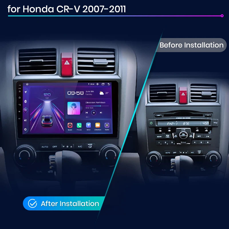 Junsun V1 Wireless CarPlay Android Auto Car Radio for Honda CR-V 3 RE CRV 2007-2011 GPS Car Intelligent Systems Smart Autoradio