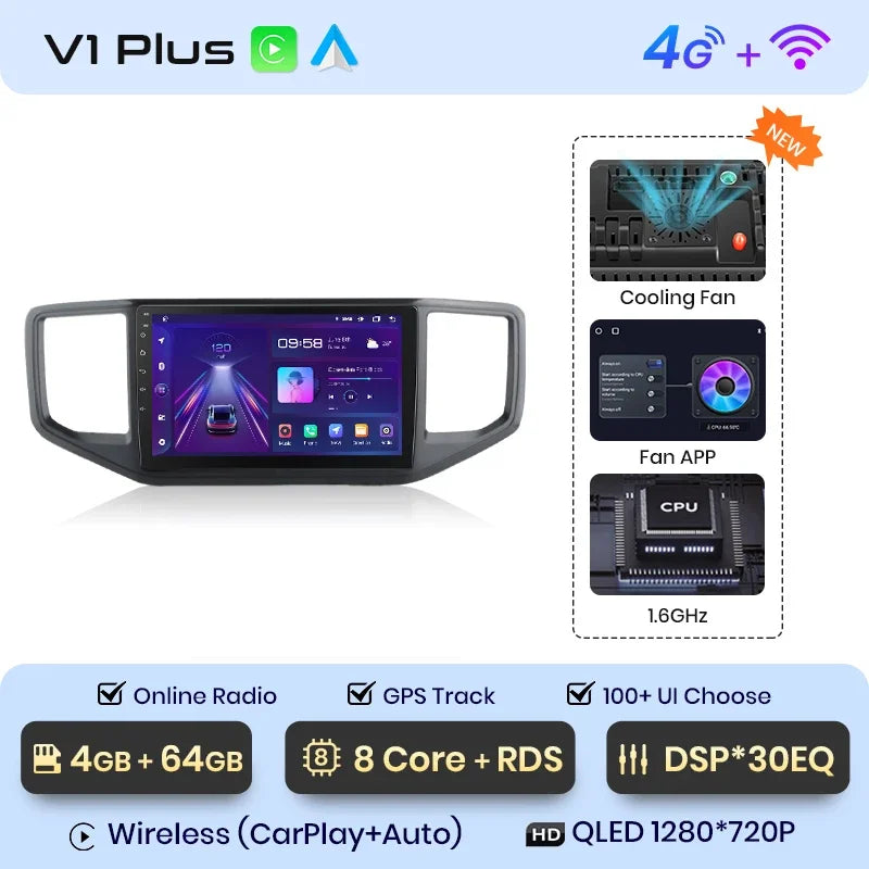 Junsun Wireless CarPlay Android Auto Radio For VOLKSWAGEN AMAROK 2017 Car Intelligent Systems RDS BT WiFi 2 din