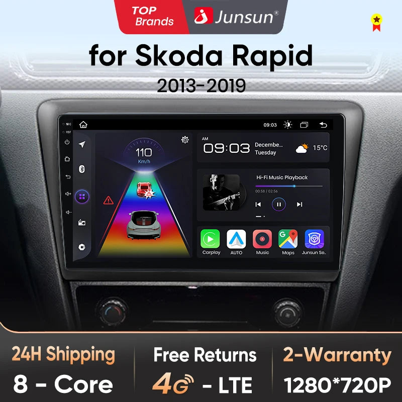 Junsun Wireless Android Auto Radio For Skoda Rapid 2013 -2019 4G Car Multimedia GPS 2din autoradio Junsun Official Store