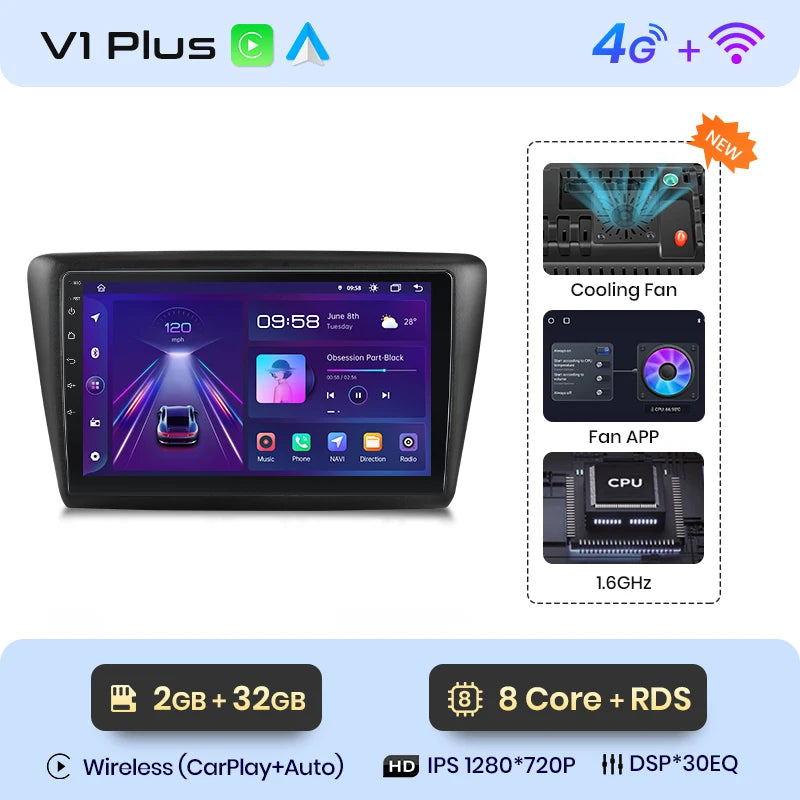 Junsun Wireless Android Auto Radio For Skoda Rapid 2013 -2019 4G Car Multimedia GPS 2din autoradio Junsun Official Store