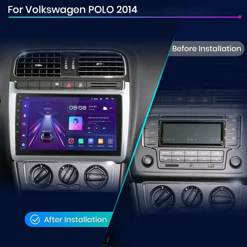 Junsun Wireless CarPlay Android Auto Radio For VOLKSWAGEN POLO 2014 Car Intelligent Systems RDS BT WiFi 2 din