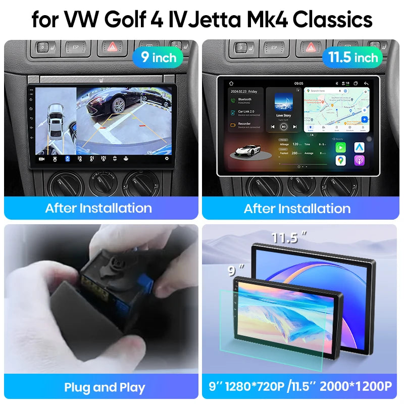 Junsun Wireless CarPlay Car Radio For Golf 4 Jetta MK4 1997-2003 Android Multimedia