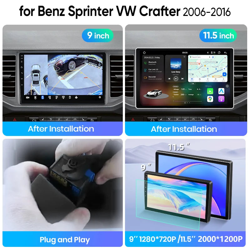 Junsun Wireless CarPlay Car Radio For VW Volkswagen Crafter 2017-2021 Android Multimedia