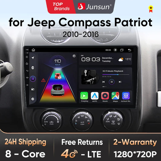 Junsun Car Radio For JEEP Compass Patriot 2010 - 2016 wireless CarPlay Android Auto car intelligent systems No 2 din 2din DVD
