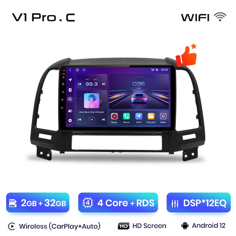Junsun V1pro AI Voice 2 din Android Auto Radio For Hyundai Santa Fe 2 2006-2012 Carplay 4G Car Multimedia GPS 2din autoradio