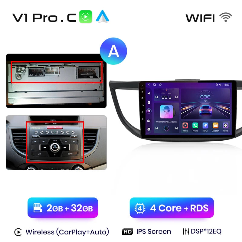 Junsun V1pro AI Voice 2 din Android Auto Radio For Honda CRV CR-V 2012-2016 Carplay Car Multimedia GPS 2din autoradio