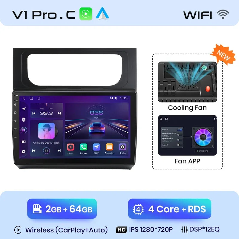 Junsun Wireless CarPlay Android Auto Radio For VOLKSWAGEN TOURAN 2011 2012 2013 -2015 Car Intelligent Systems RDS BT WiFi 2 din