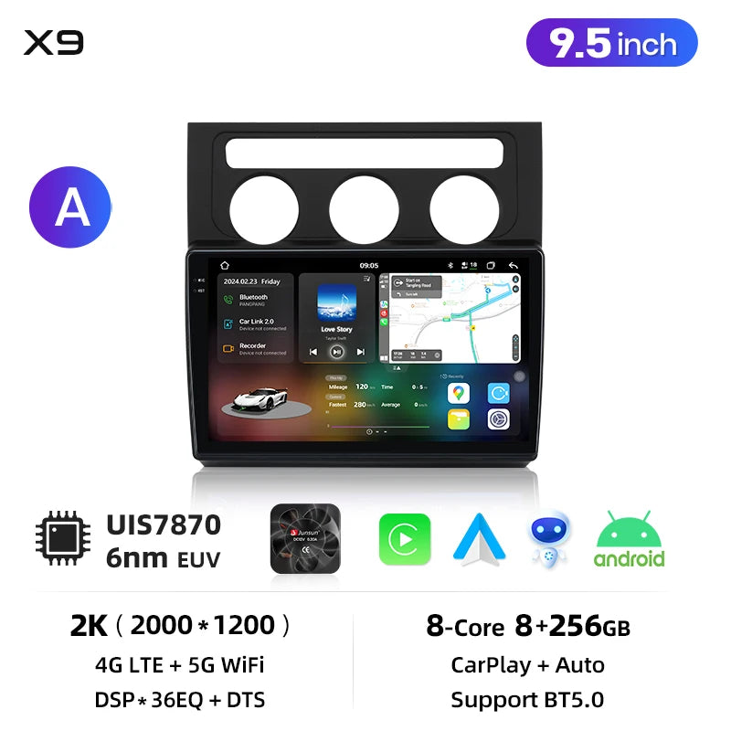 Junsun Wireless CarPlay Car Radio For Volkswagen Touran 1 2003 - 2010 Android Multimedia