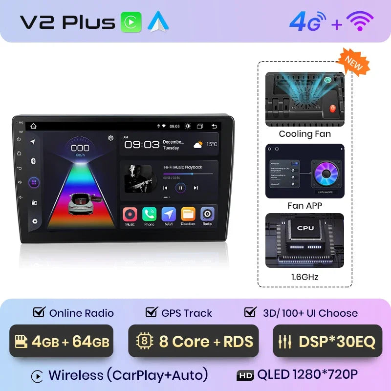 Junsun Wireless CarPlay Android Auto Radio For VOLKSWAGEN POLO 2004 2005 2006-2010 Car Intelligent Systems RDS BT WiFi 2 din