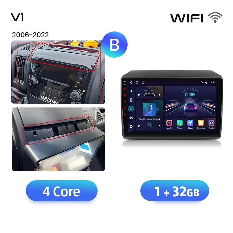 Junsun AI 4G LTE Wireless CarPlay Android Auto Car Radio For Fiat Ducato Peugeot Boxer Citroen Jumper 2006-2015 GPS Navi RDS FM