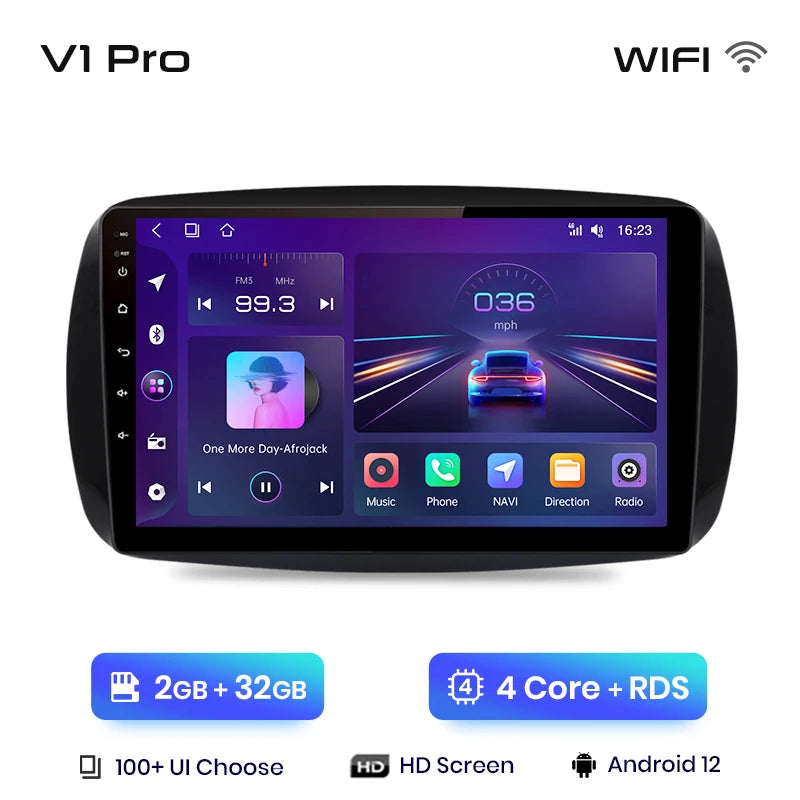 Junsun V1 AI Voice Wireless CarPlay Android Auto Radio for Mercedes Benz Smart 2016 Car Multimedia GPS 2din autoradio