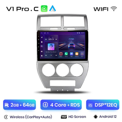 Junsun V1 AI Voice Wireless CarPlay Android Auto Radio For Jeep Compass 2007-2009 4G Car Multimedia GPS 2din autoradio