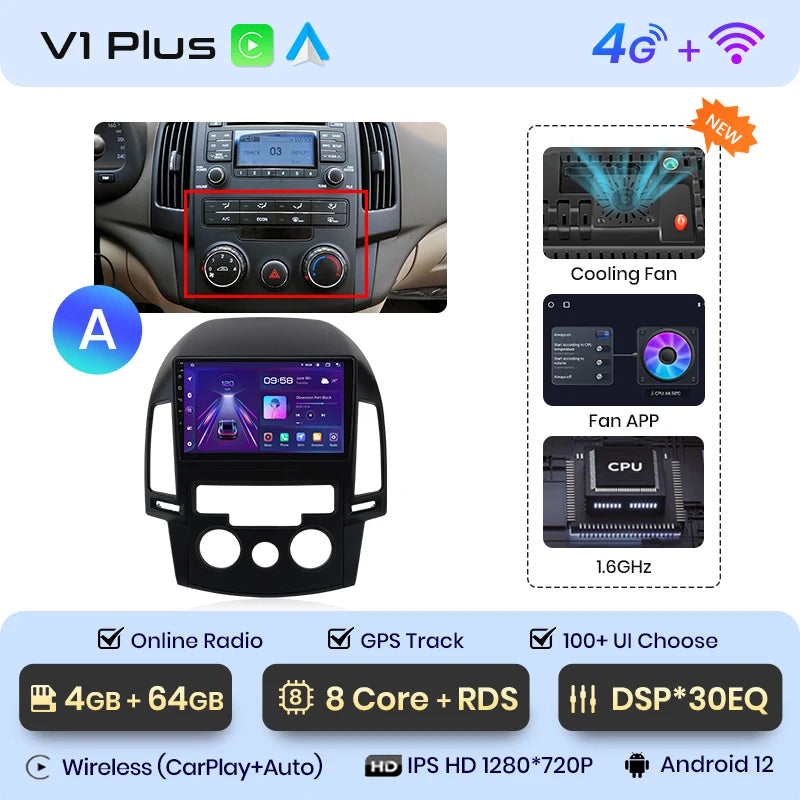 Junsun V1 AI Voice Wireless CarPlay Android Auto Radio For Hyundai I30 2006-2011 4G Car Multimedia GPS 2din autoradio