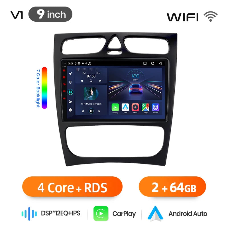 Junsun Wireless CarPlay Car Radio For Mercedes Benz Vito CLK W209 W210 W639 W203 1998-2006 Android Multimedia